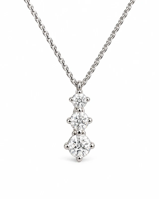 Three graduated round stones on a delicate white-metal chain