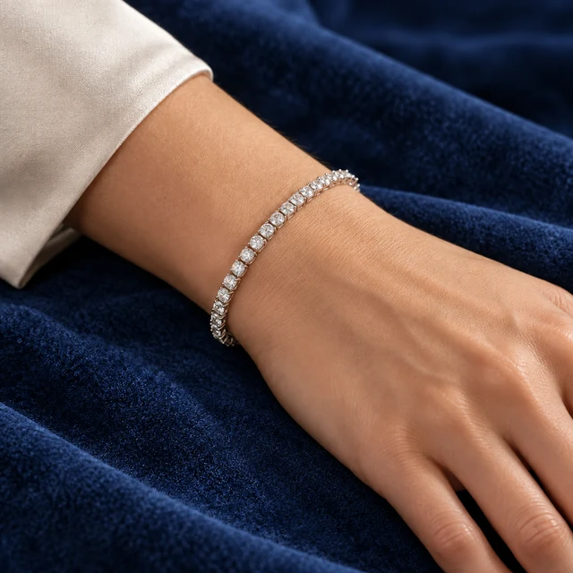 Anniversary Tennis Bracelet worn on the wrist